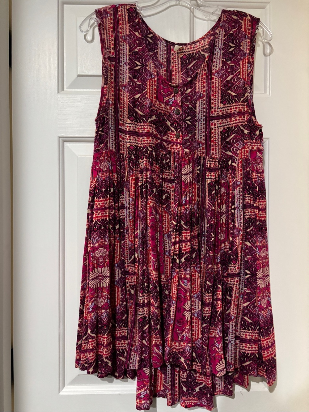 Free People Pink Purple Printed Mini Dress - Size XS